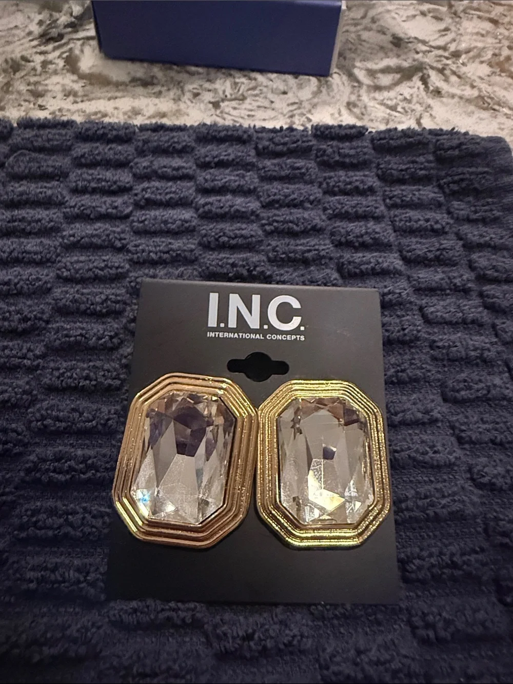 INC International Concepts Gold-Tone Clear Crystal Octagon earrings